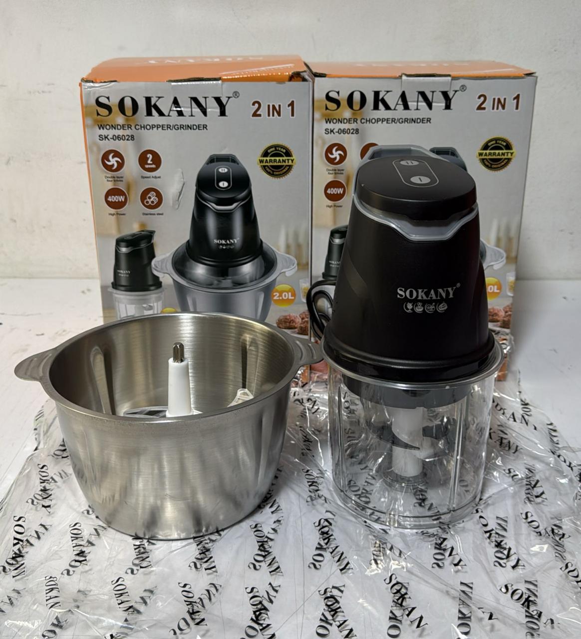 Picadora de carne SOKANY 2-en-1: Procesador de Acero Inoxidable