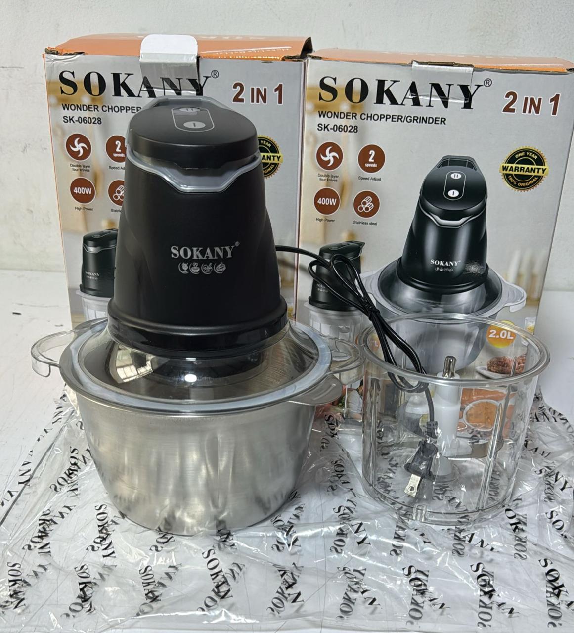 Picadora de carne SOKANY 2-en-1: Procesador de Acero Inoxidable