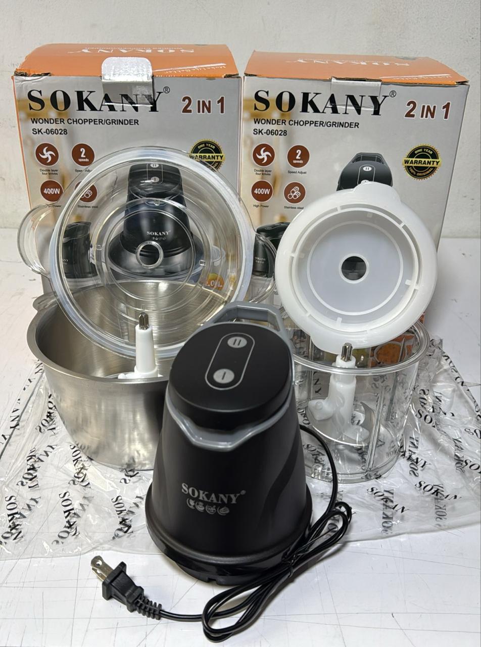 Picadora de carne SOKANY 2-en-1: Procesador de Acero Inoxidable
