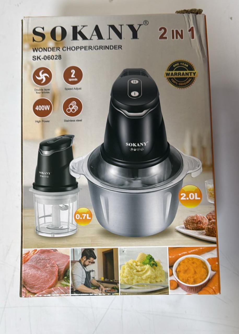 Picadora de carne SOKANY 2-en-1: Procesador de Acero Inoxidable